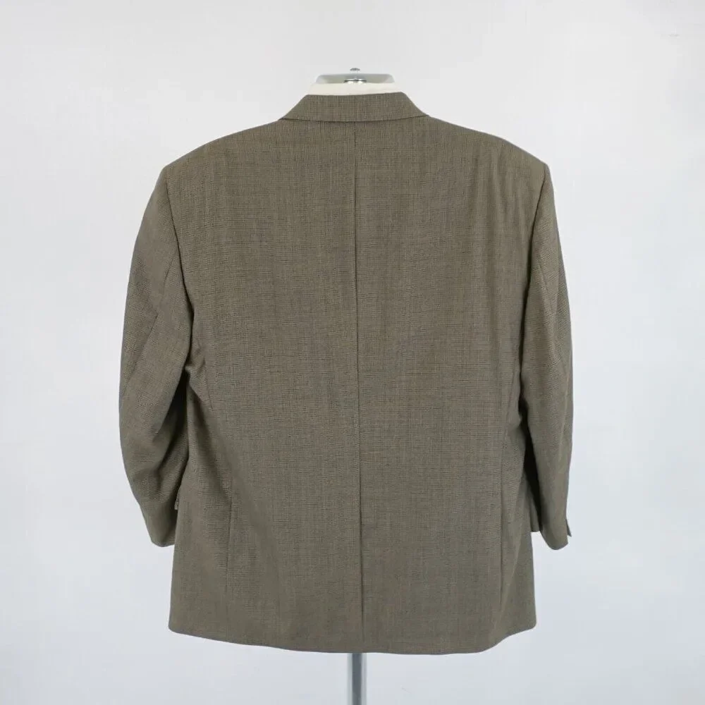 Austin Reed Thick Wool Green‎ Beige Check Sport Coat 46R 3 Button 0 Vent